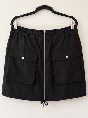 Kroix Black Cargo Mini Skirt Utility Zip Front Plus Size 1X